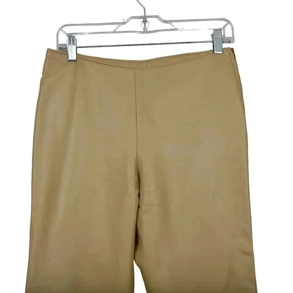 Danier 100%  Genuine Leather Pants High Rise Camel Tan Moto Size 8 - Picture 2 of 12